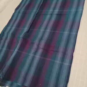 Blue and purple checked brushed cotton fabric (end of roll) that has been re-dye